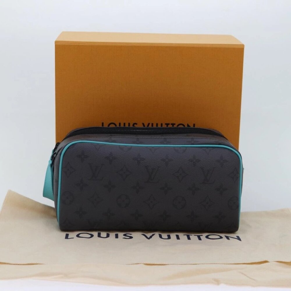 LOUIS VUITTON Monogram Eclipse Reverse Dopp Kit Bag Turquoise M11482 Auth 89... - Picture 12 of 16